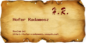 Hofer Radamesz névjegykártya